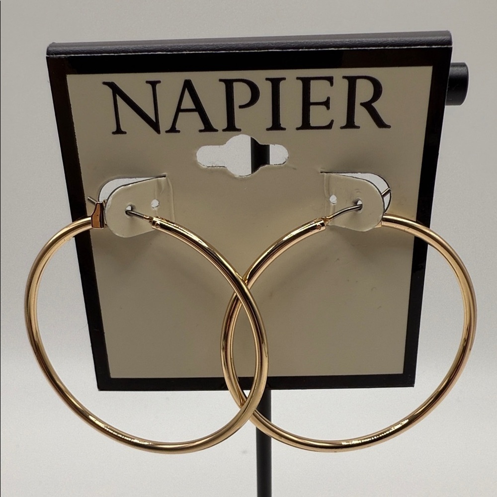 NWT Napier Classic Gold Tone Hoop Earrings - Picture 1 of 3